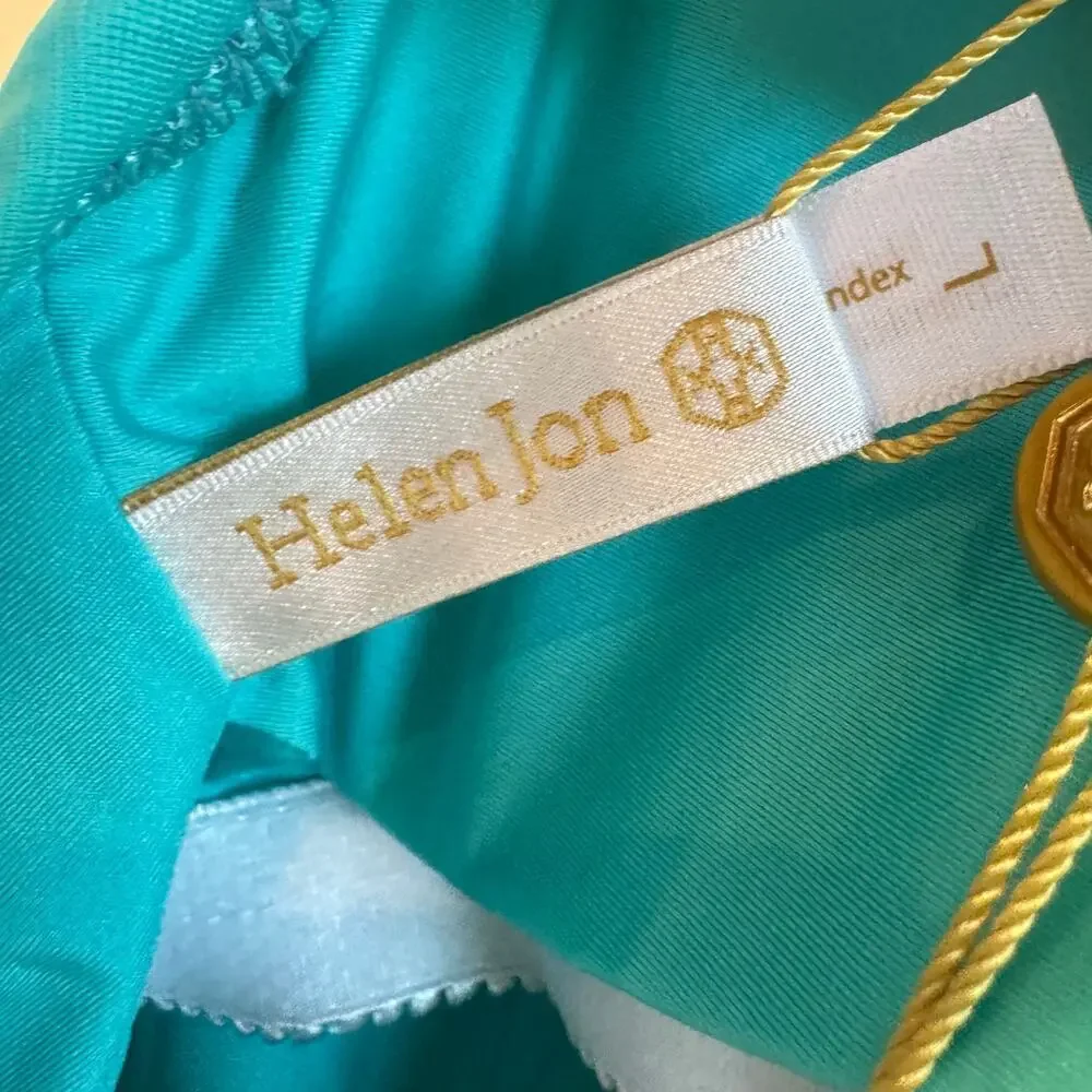 Helen Jon Women's Plunge Tortoise One-Piece Swimsuit Seafoam Aqua Size L NWT